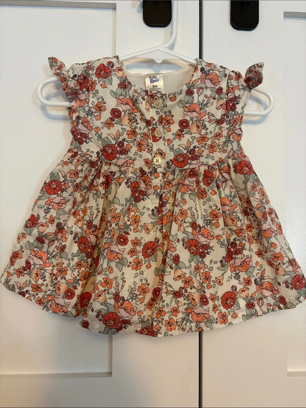 OshKosh B'gosh Cream Top with Coral and Rust Floral Print